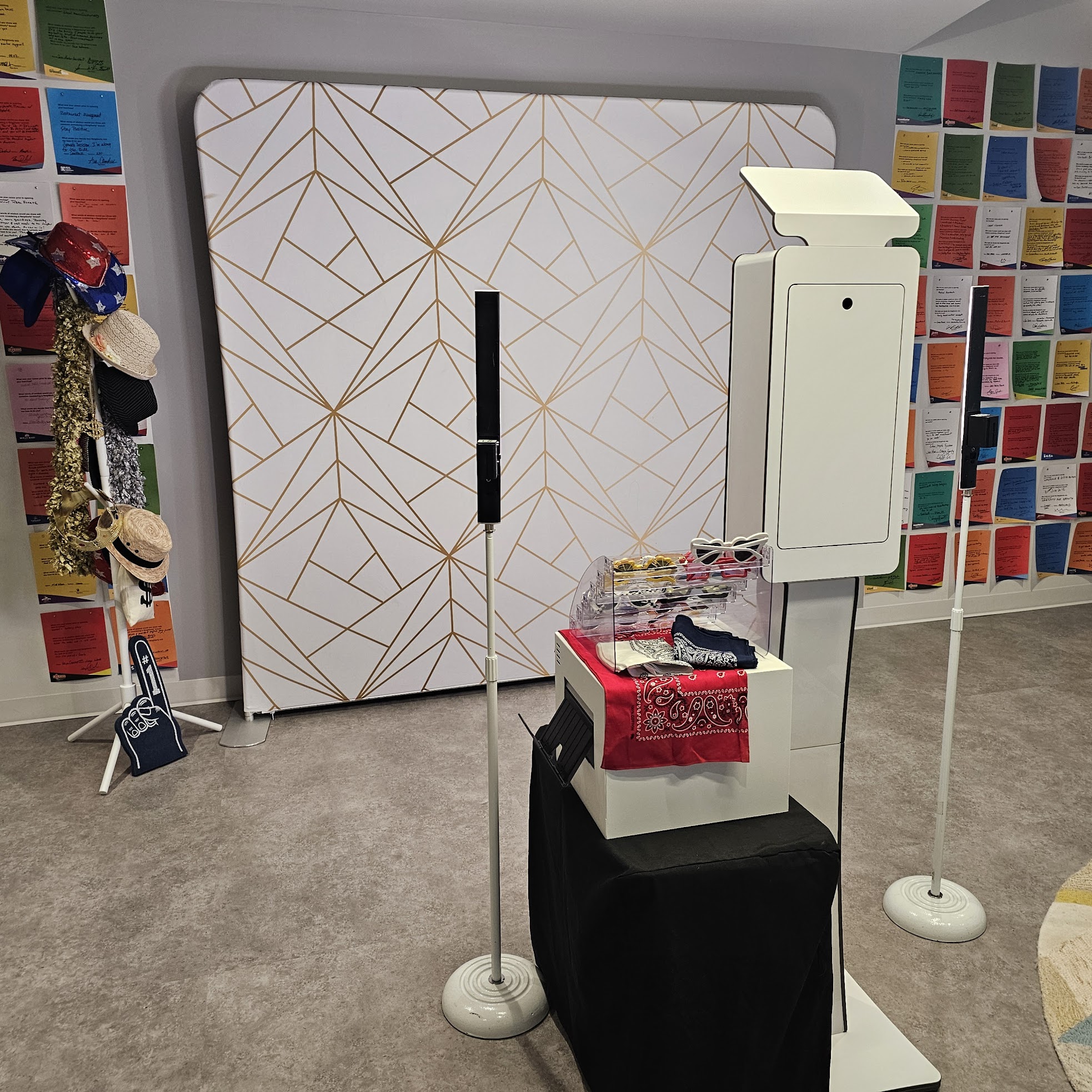 Another angle of the bare white photo booth pedestal